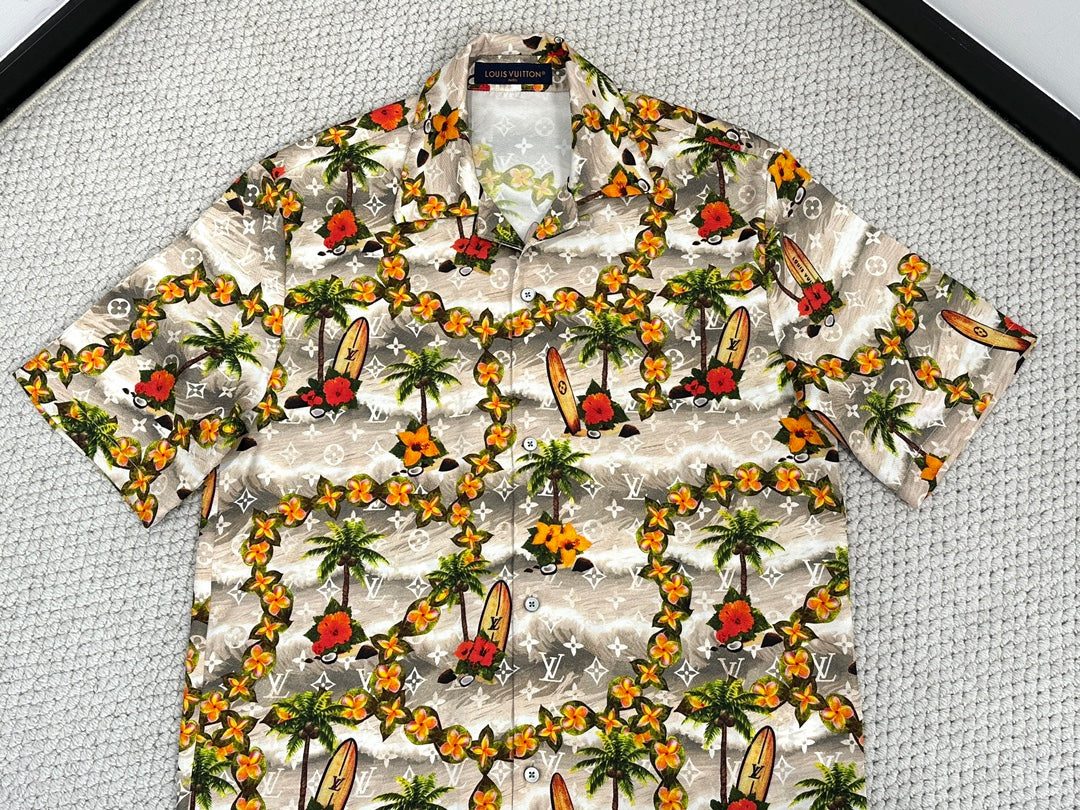 Louis Vuitton Monogram Short-Sleeved Silk Shirt