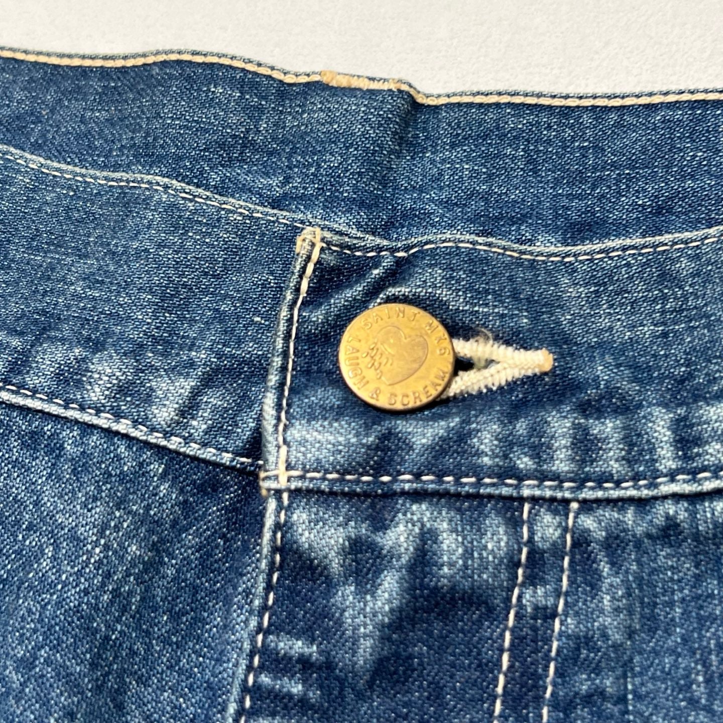 Saint Michael distressed denim shorts