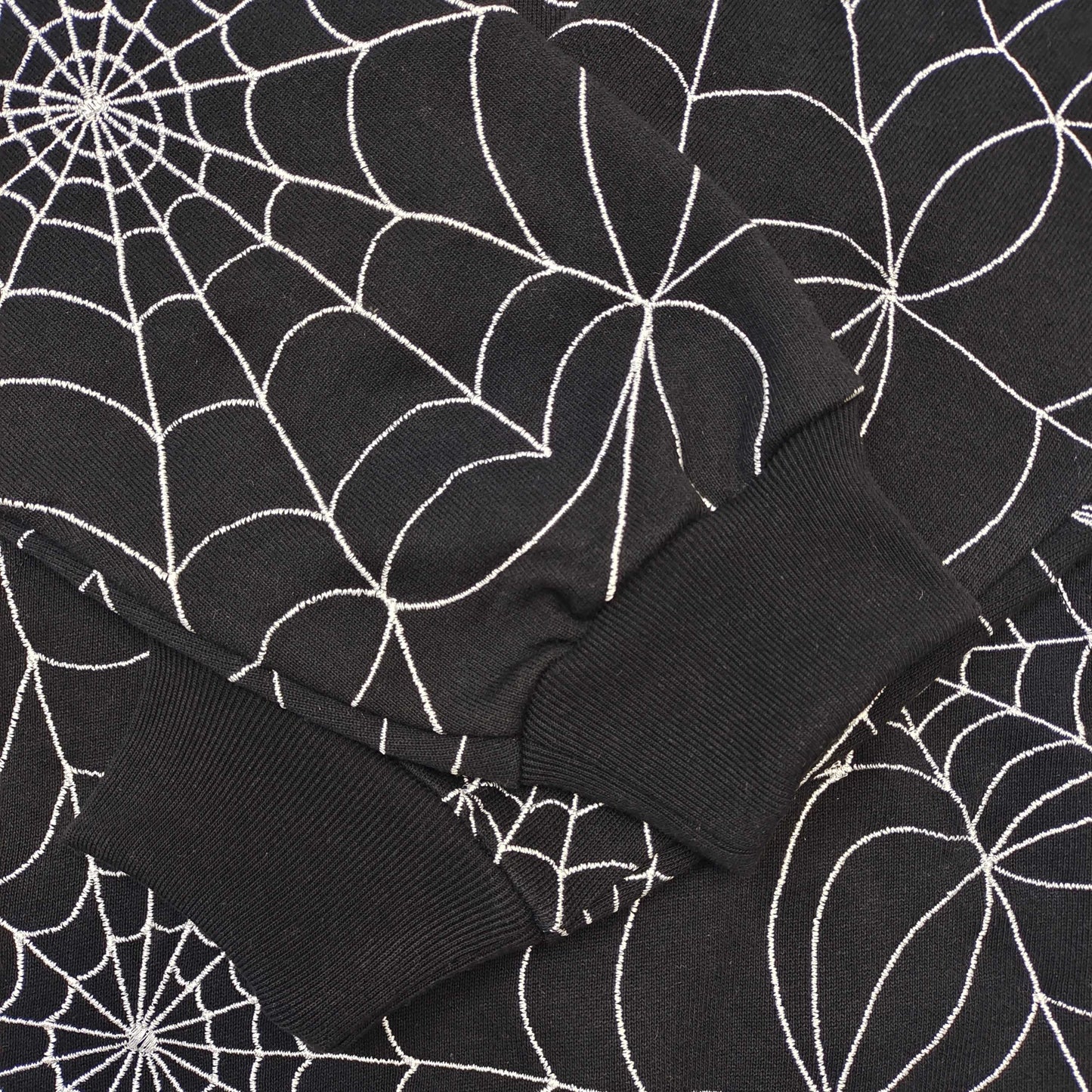 Sp5der Embroidered Web AOP Hooded Sweatshirt Black