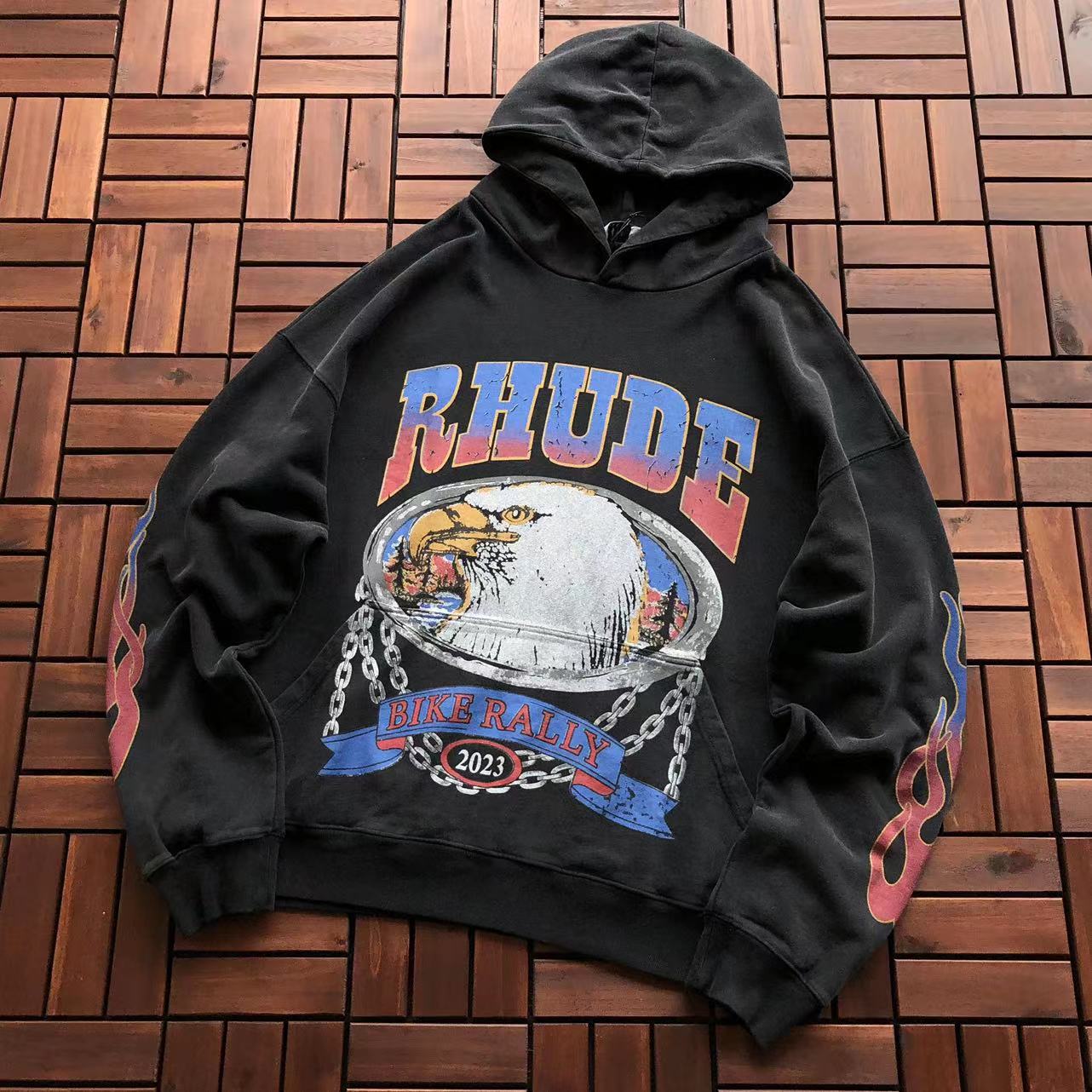 Rhude Black Screaming Eagle Hoodie