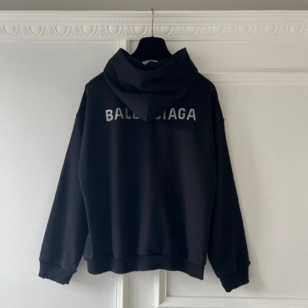 NEW BALENCIAGA BACK HOODIE MEDIUM FIT IN BLACK