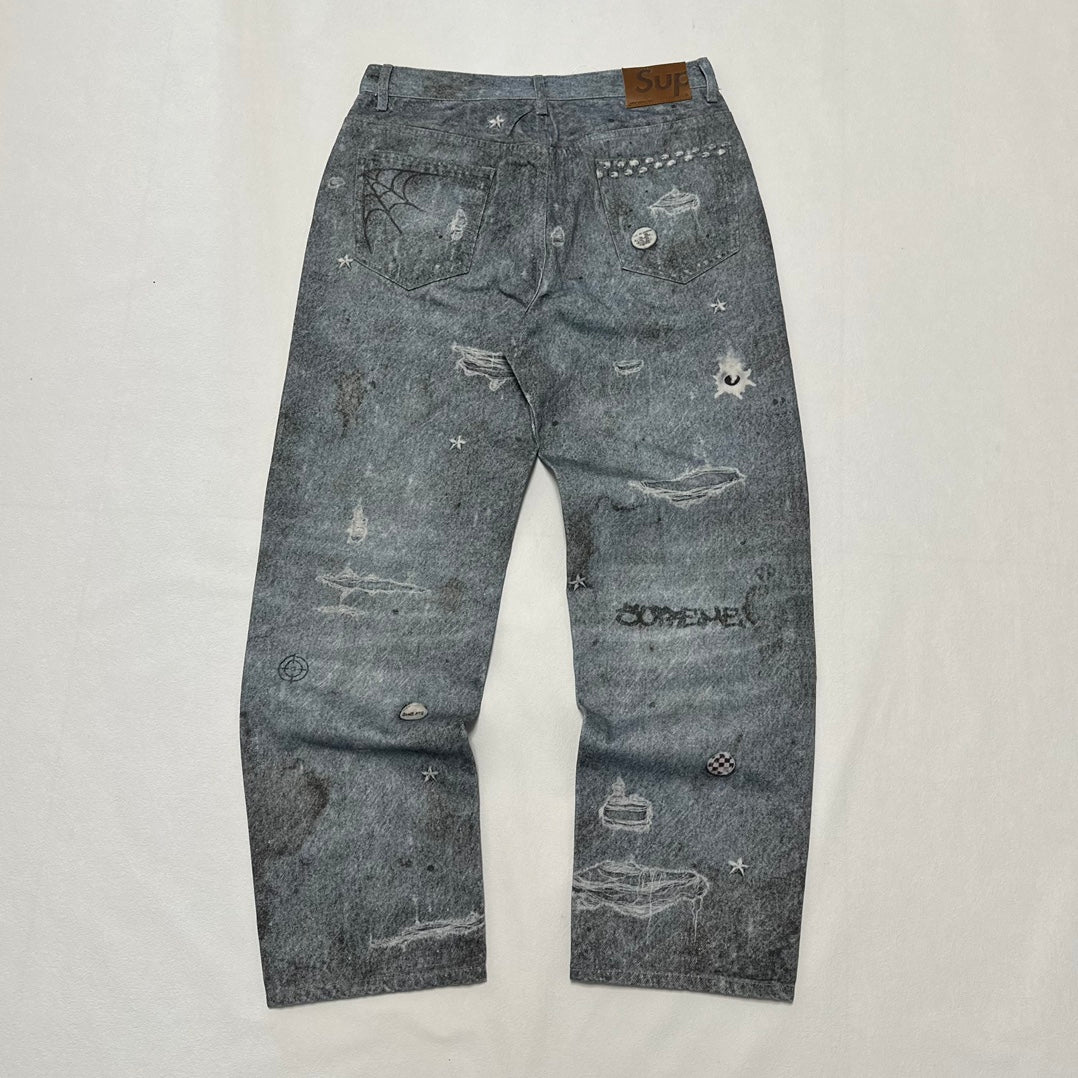 SUP HJR Trompe L'oeil Loose Fit Jean 'Blue'