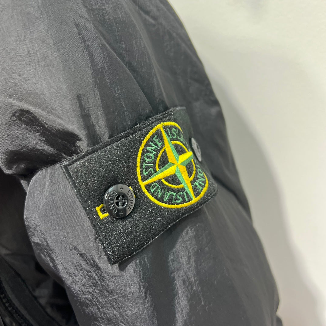 Stone Island Crinkle Down Jacket In Black