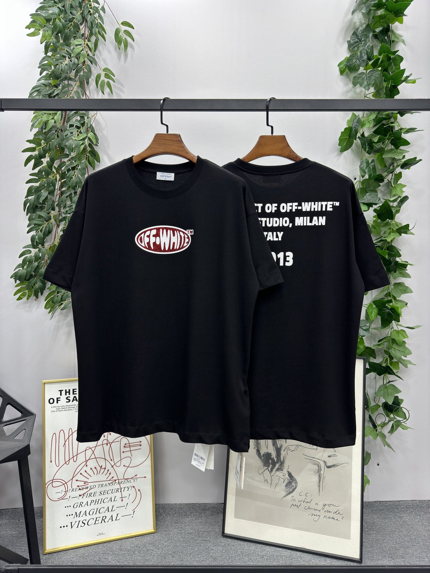Off-White Crystal Round Logo Over Short-Sleeve Tee 'Black/White'