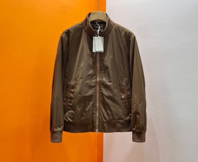 Tom Ford leather trim bomber jacket