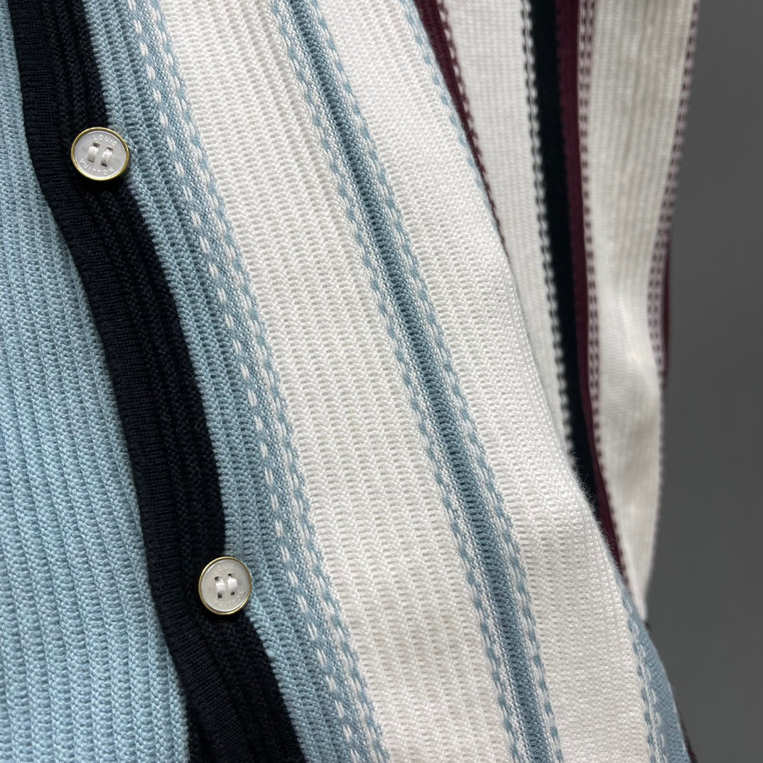 LV Striped Crochet Short-Sleeved Shirt 1AHVOO