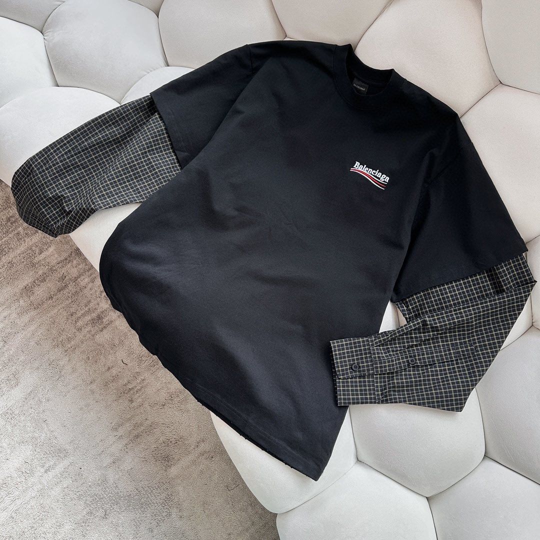 BALENCIAGA MEN'S POLITICAL CAMPAIGN LAYERED T-SHIRT OVERSIZED