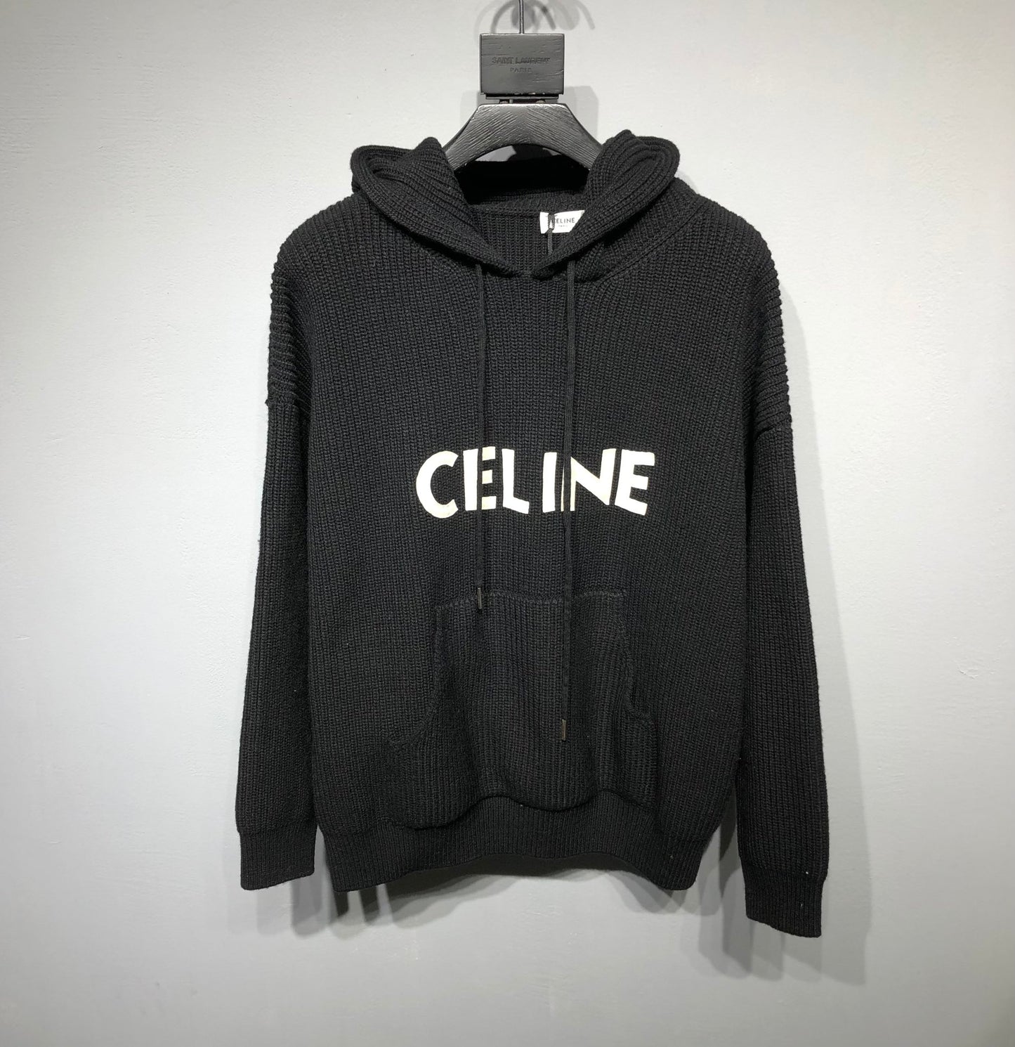 CELINE HOODED SWEATER IN RIBBED WOOL