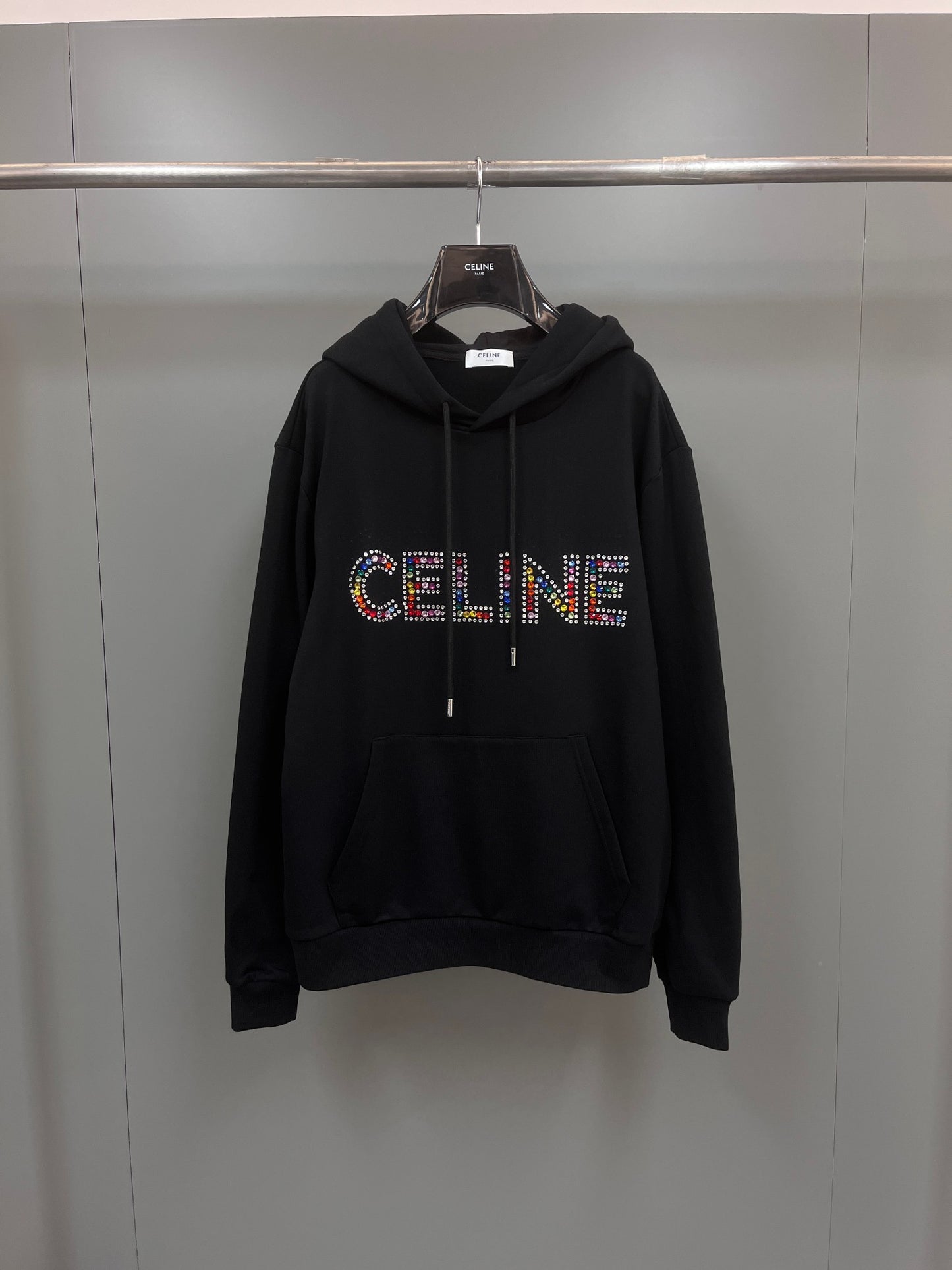 CELINE Rhinestones Hoodie 'Black/Multicolor'