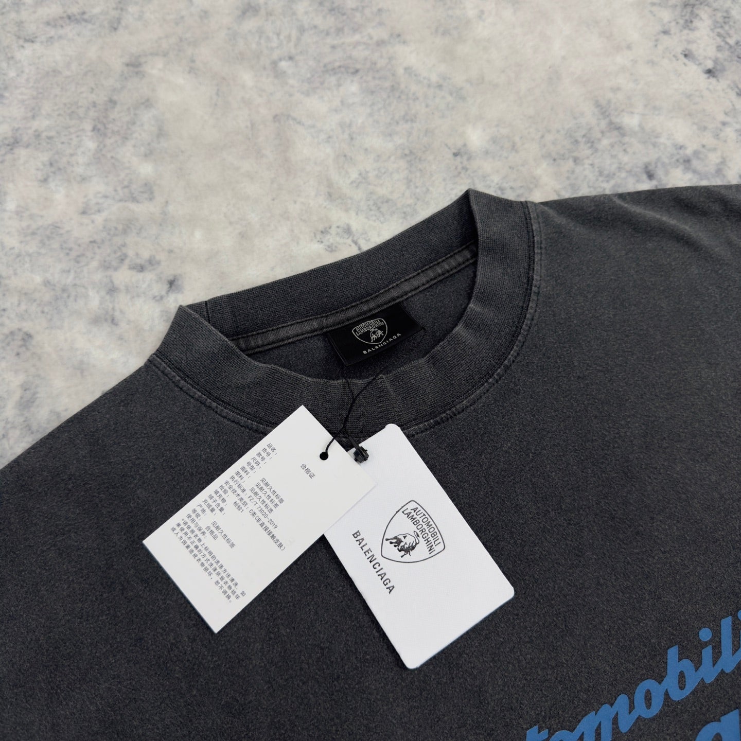 BB Men's I Automobili Lamborghini Oversized T-shirt in Black Faded