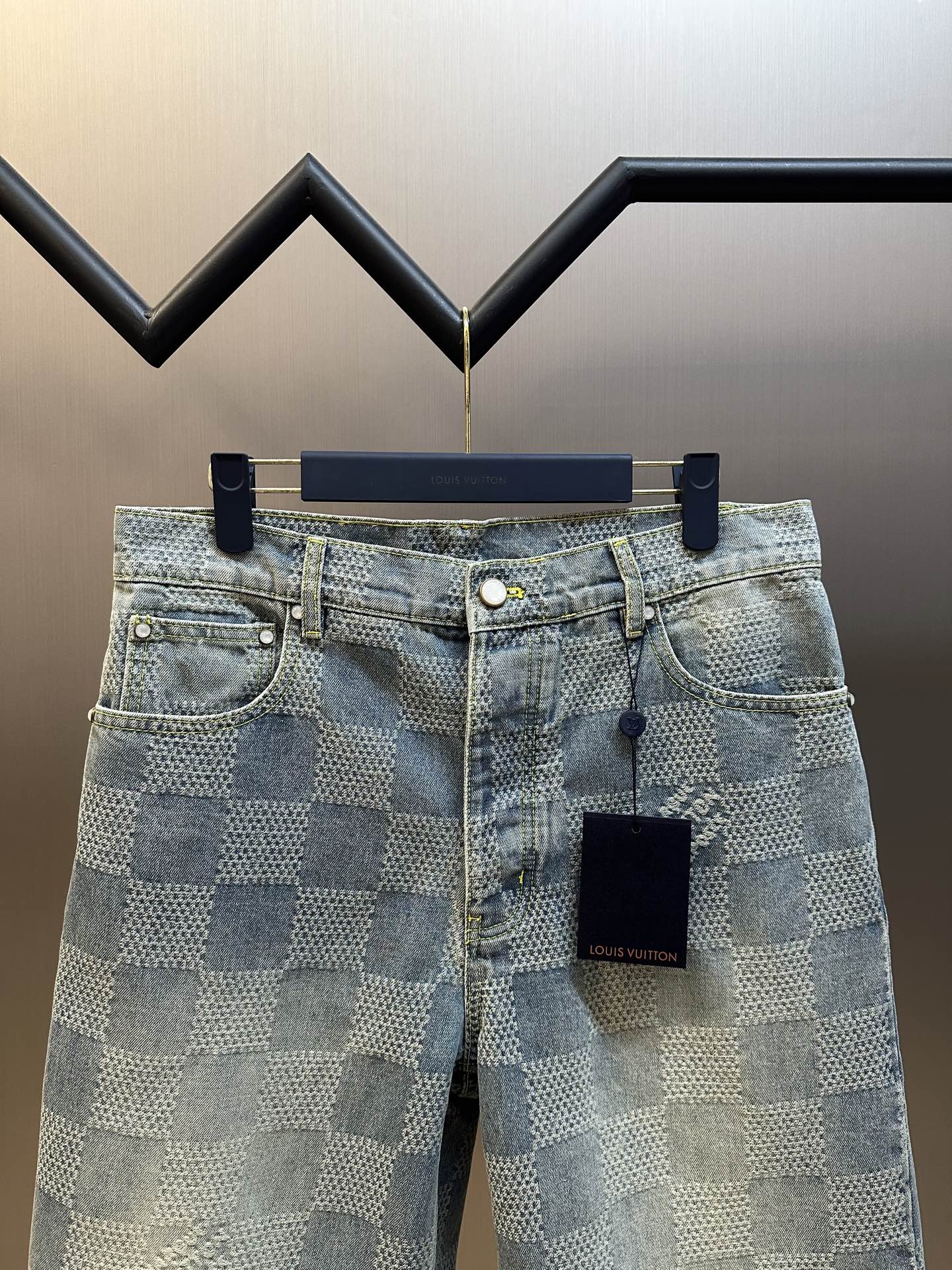 LV Damier 3D Light Denim Shorts