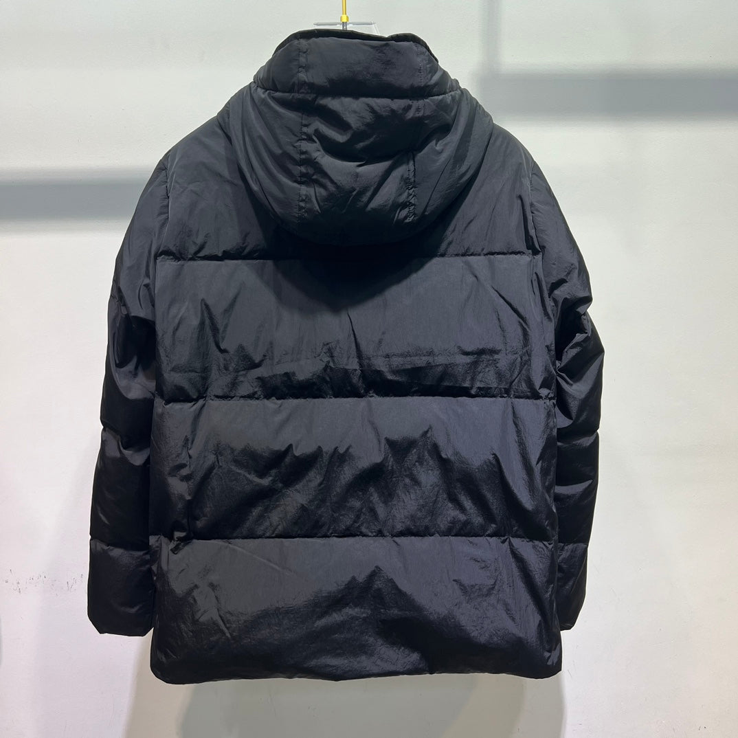 Stone Island Crinkle Down Jacket In Black