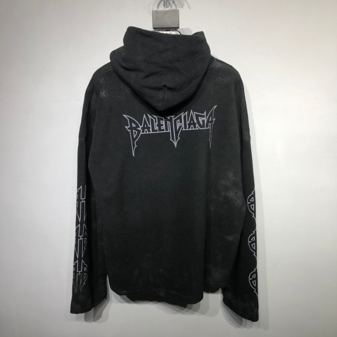 BB Paris Moon Crinkled Hoodie Large Fit in Black