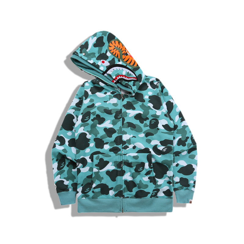 BAPE Color Camo Shark Wide Full Zip Double Hoodie