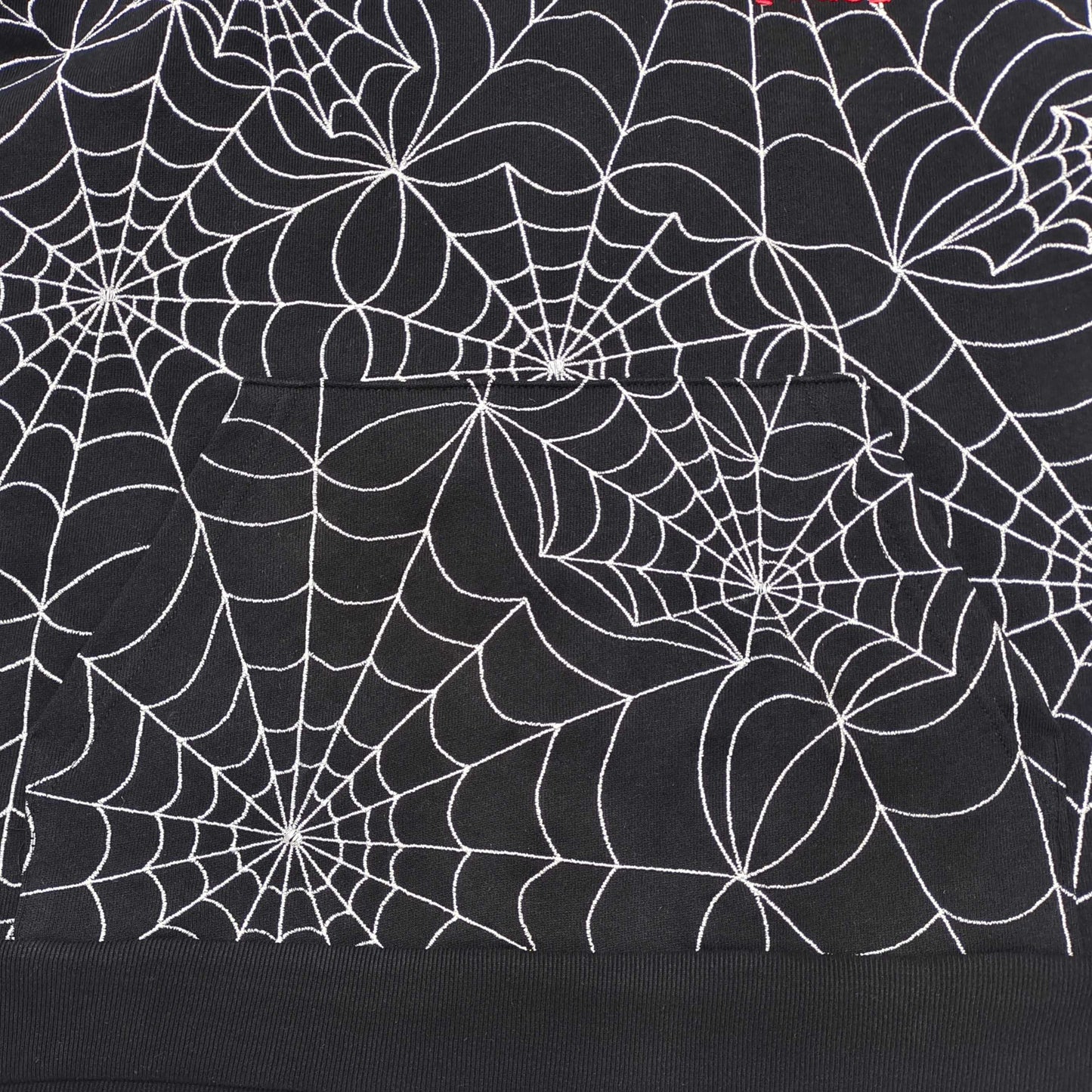 Sp5der Embroidered Web AOP Hooded Sweatshirt Black