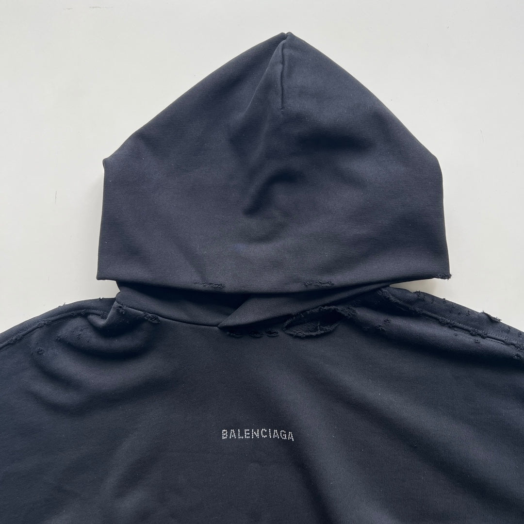 NEW BALENCIAGA BACK HOODIE MEDIUM FIT IN BLACK