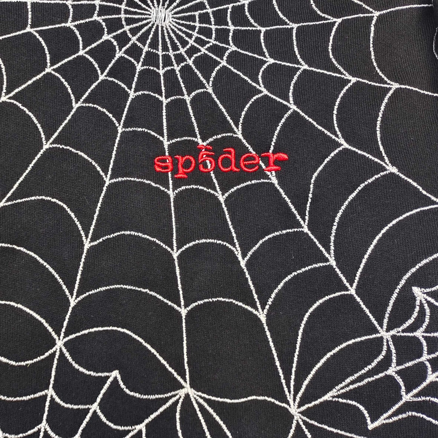 Sp5der Embroidered Web AOP Hooded Sweatshirt Black