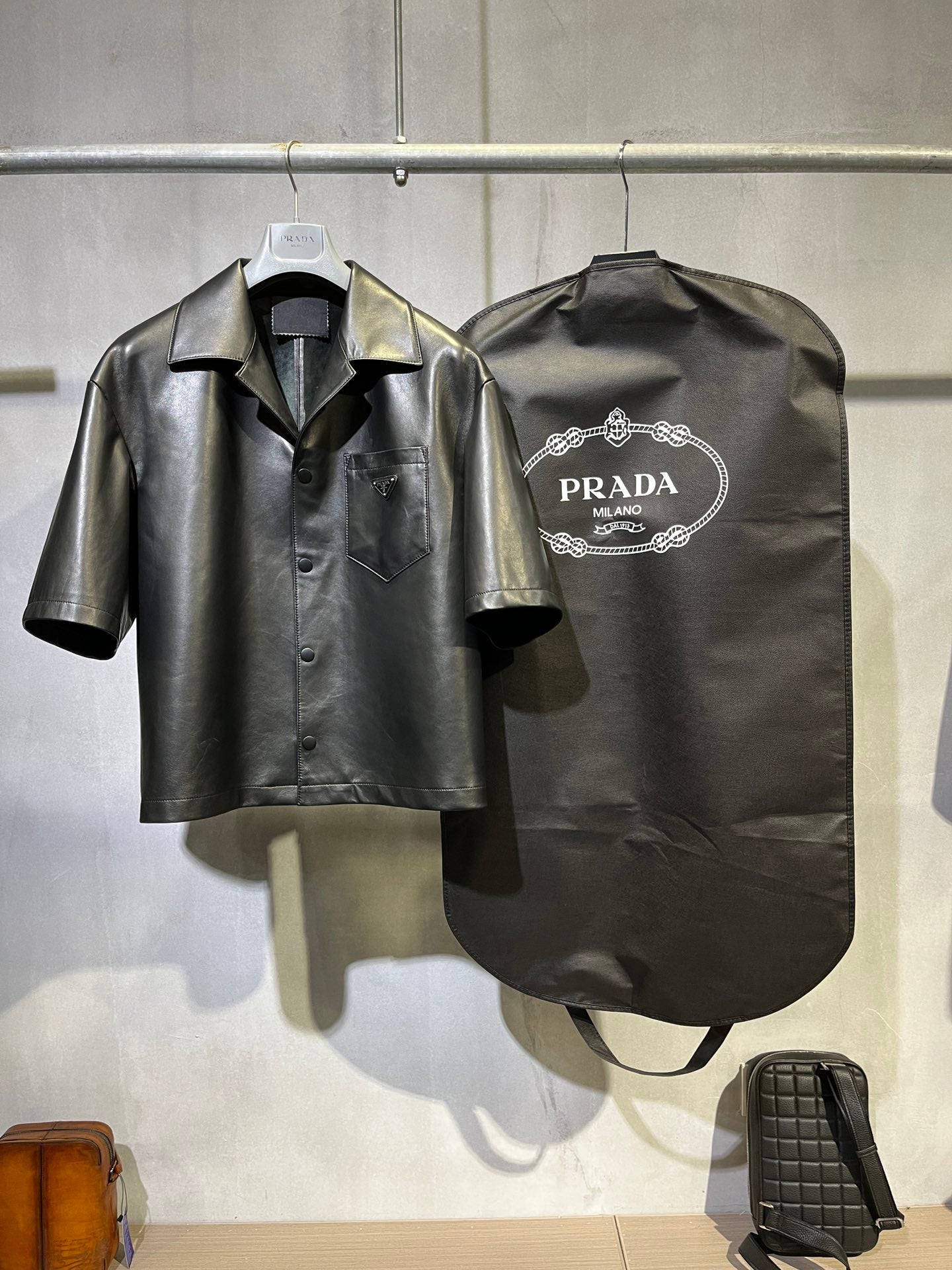 Prada leather overshirt