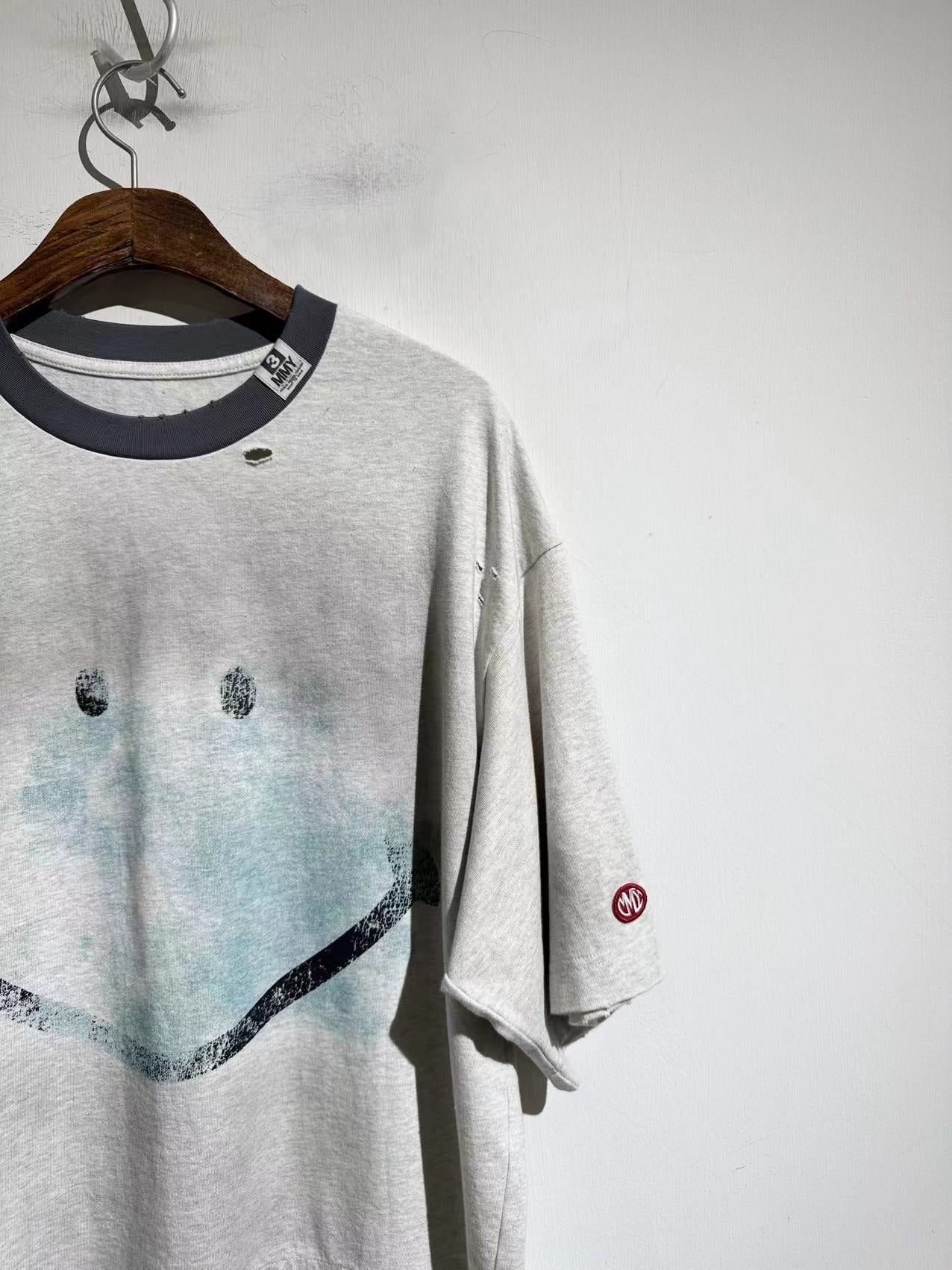 MAISON MIHARA YASUHIRO Smily Face Distressed Ringer Tee