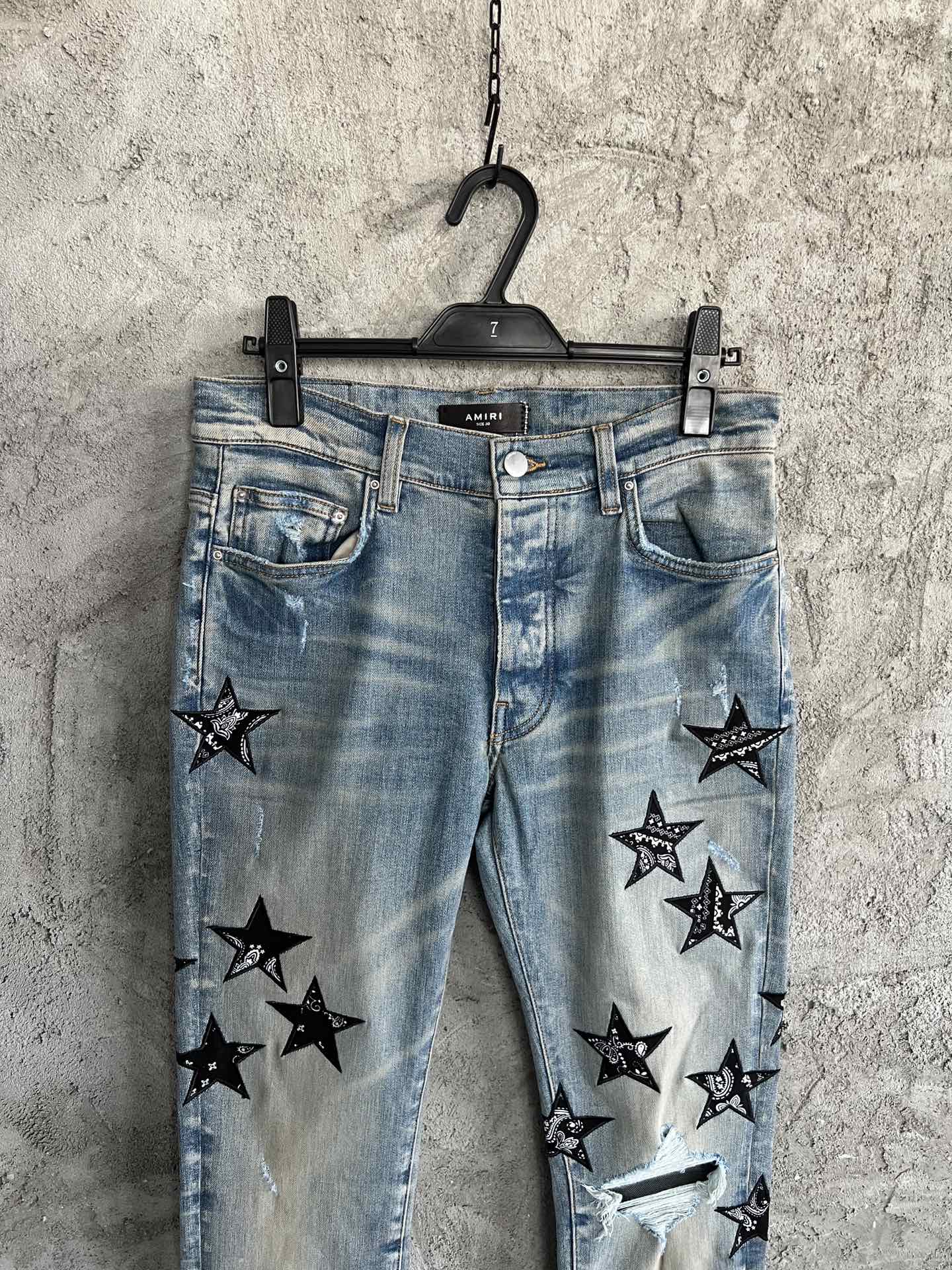 Amiri Blue Bandana Star Denim Jeans
