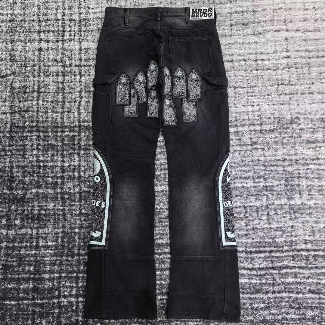 WHO DECIDES WAR EMBROIDERED PANTS