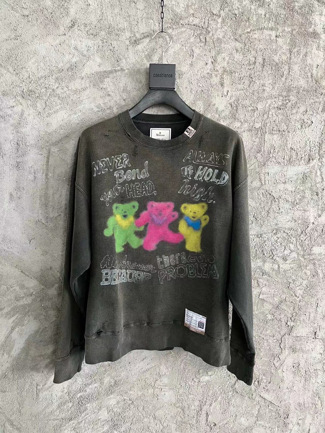 Maison Mihara Yasuhiro Bear Distressed Sweatshirt