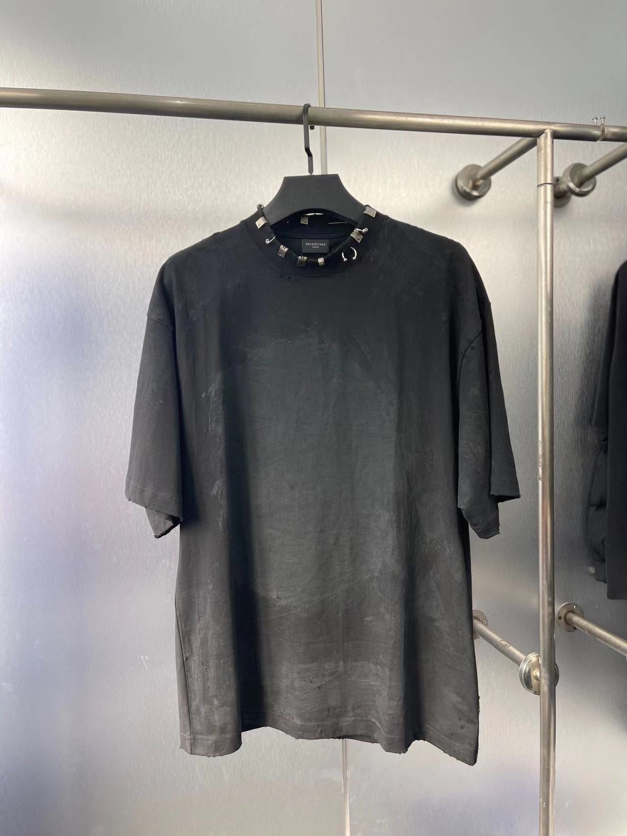 Balenciaga PIERCED T-SHIRT OVERSIZED IN BLACK