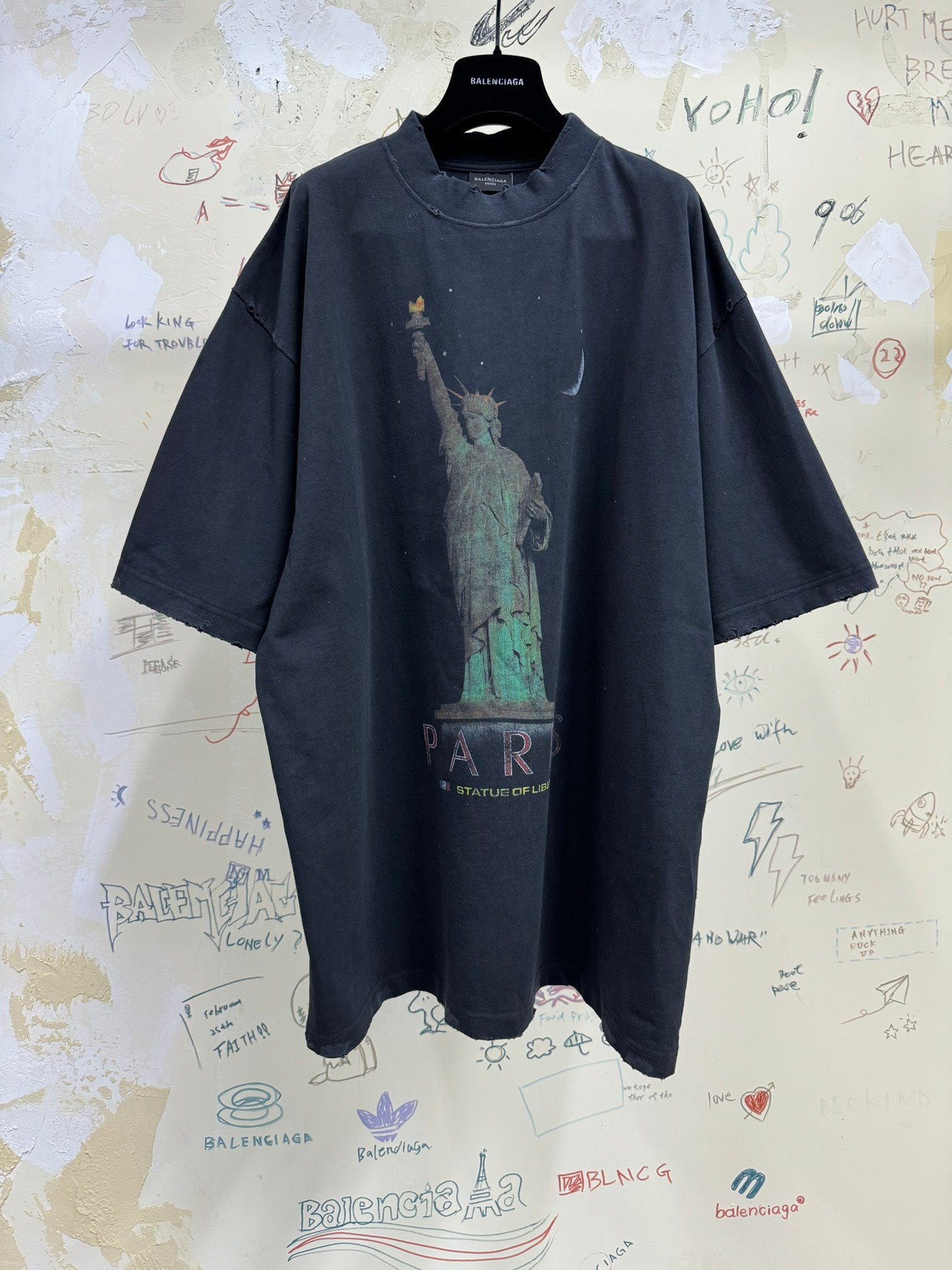 Balenciaga PARIS LIBERTY T-SHIRT OVERSIZED FIT IN BLACK
