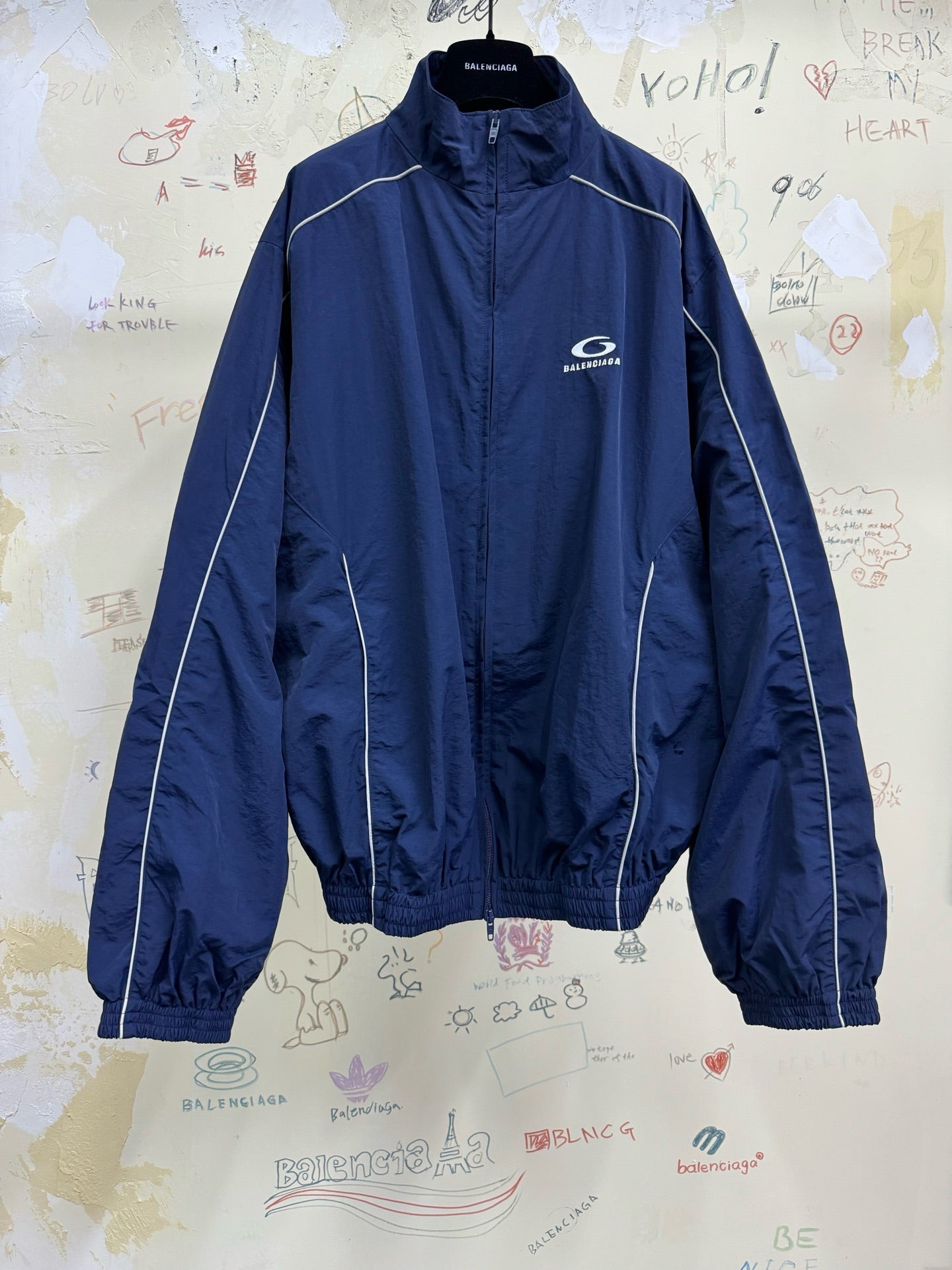 BB Men's Loop Sports Icon Large Tracksuit Jacket in Navy Blue