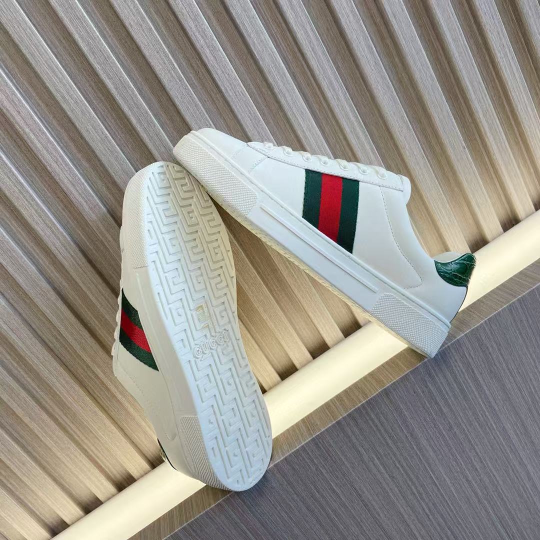 GG Men's Ace sneakers with Web White Leather
