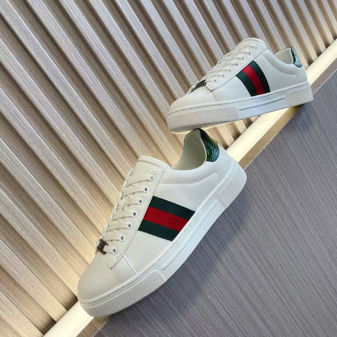 GG Men's Ace sneakers with Web White Leather