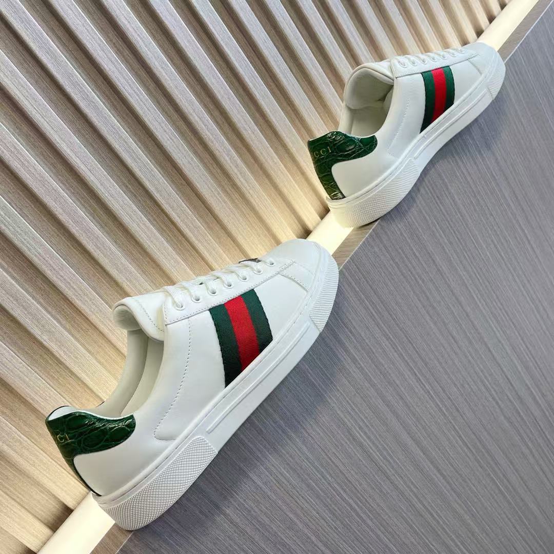 GG Men's Ace sneakers with Web White Leather
