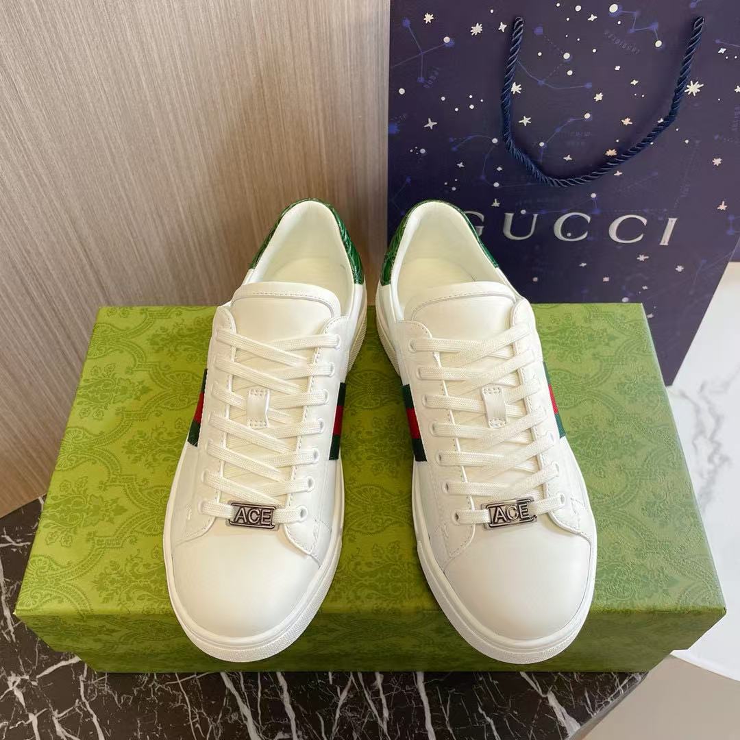 GG Men's Ace sneakers with Web White Leather
