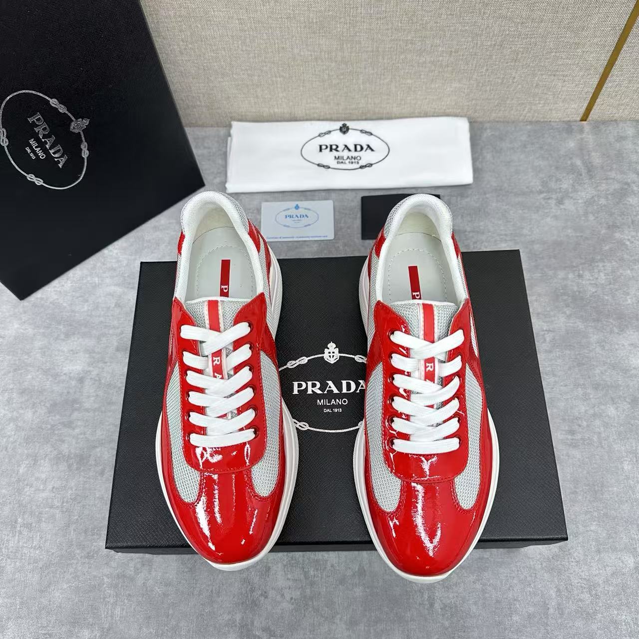 Prada Cup sneakers Patent leather and technical fabric