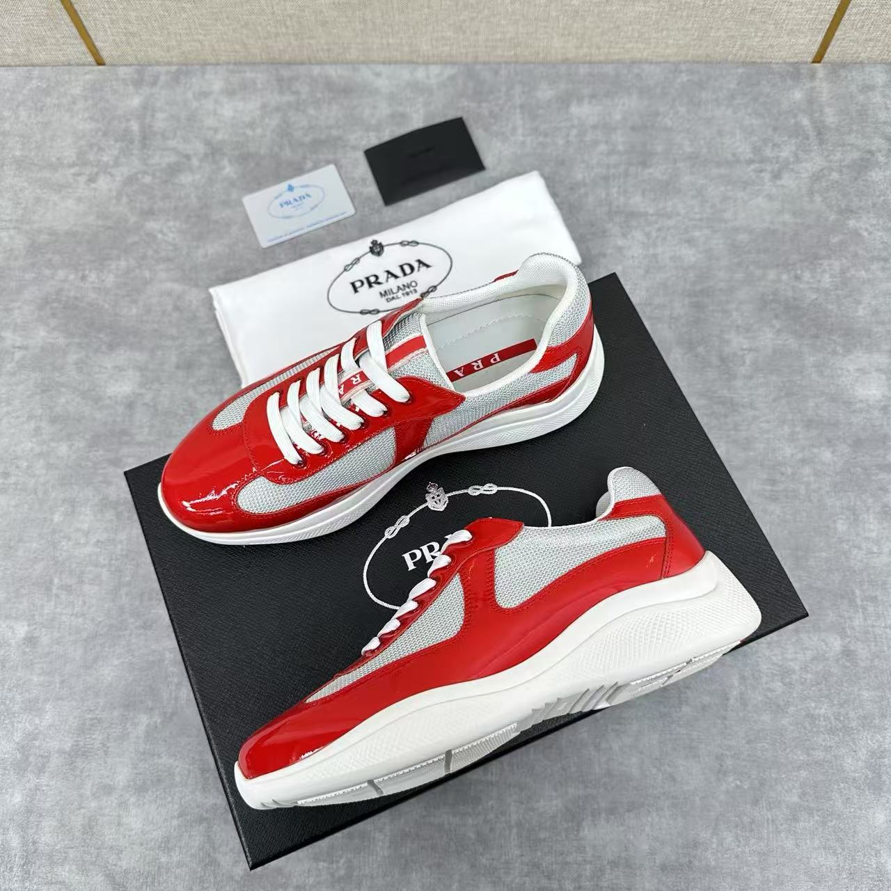 Prada Cup sneakers Patent leather and technical fabric