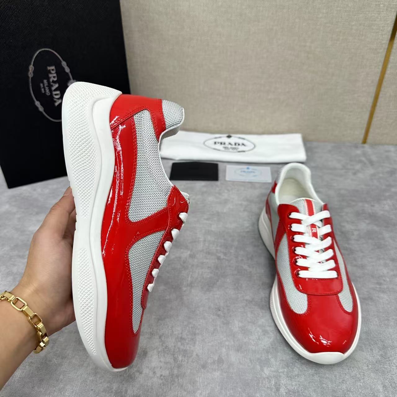 Prada Cup sneakers Patent leather and technical fabric