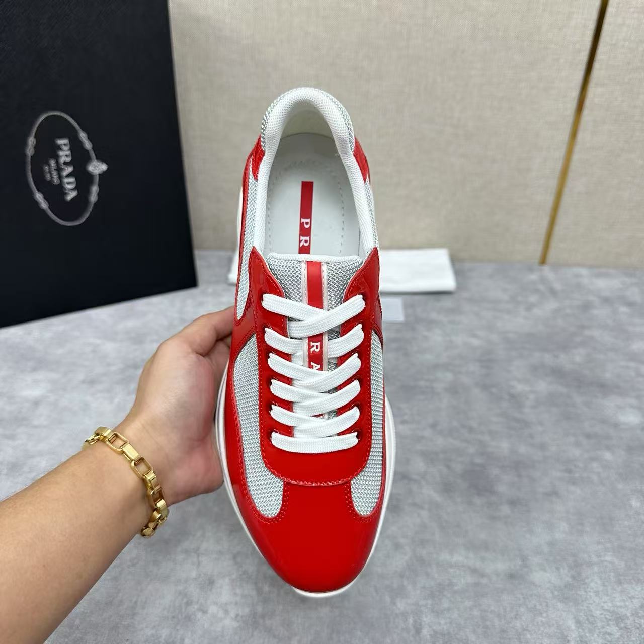 Prada Cup sneakers Patent leather and technical fabric
