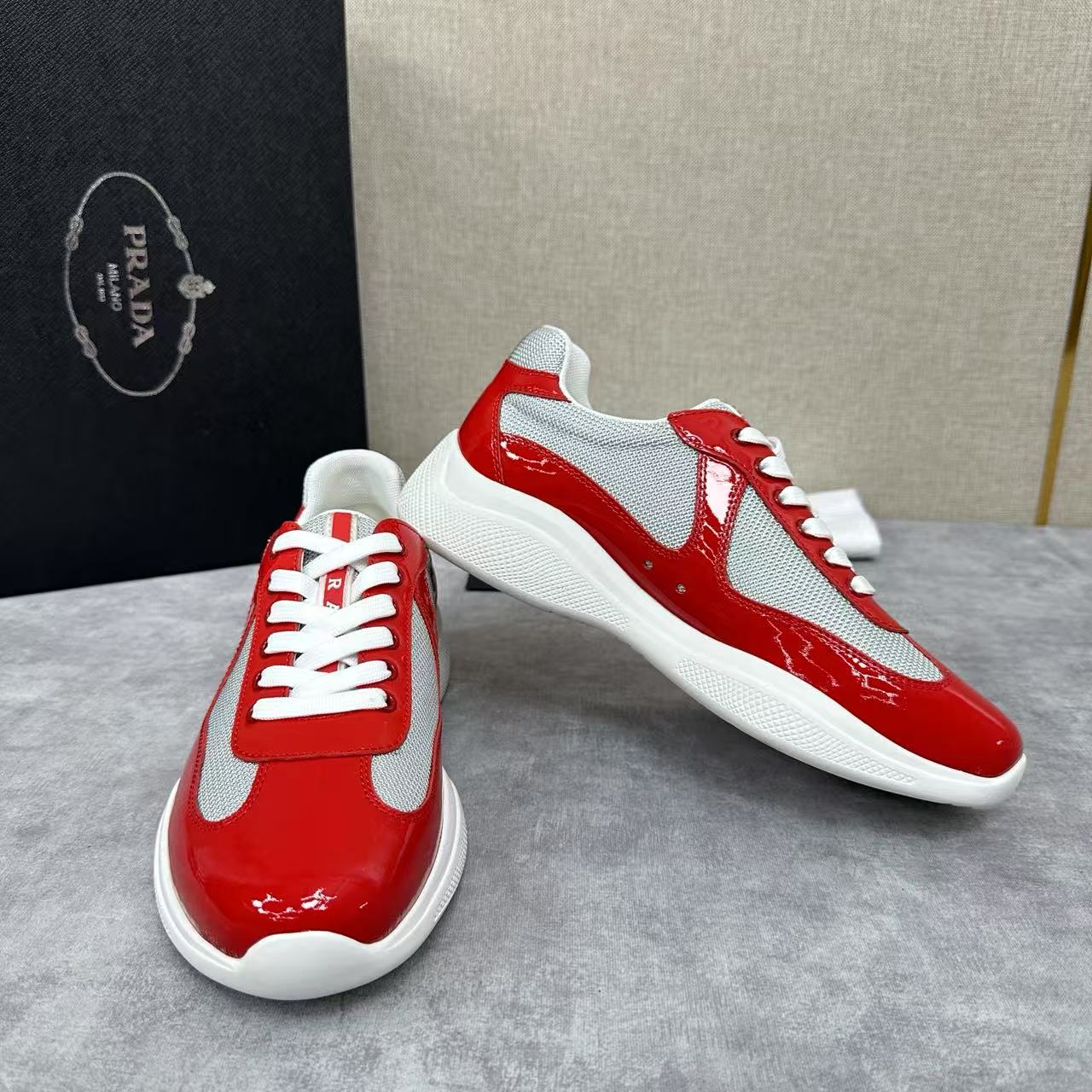Prada Cup sneakers Patent leather and technical fabric