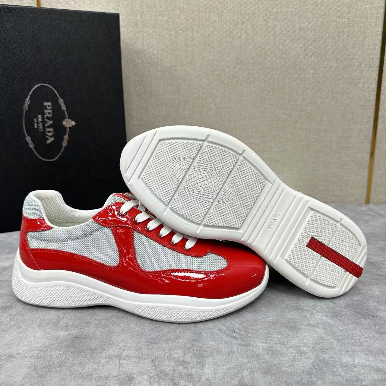 Prada Cup sneakers Patent leather and technical fabric