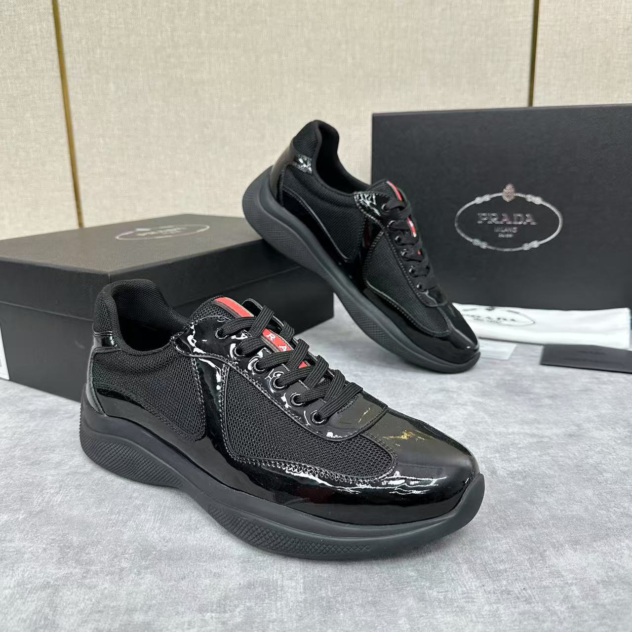 Prada Cup sneakers Patent leather and technical fabric