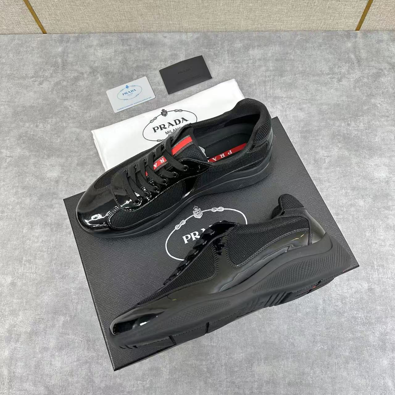 Prada Cup sneakers Patent leather and technical fabric