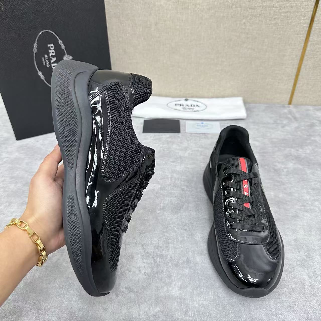 Prada Cup sneakers Patent leather and technical fabric