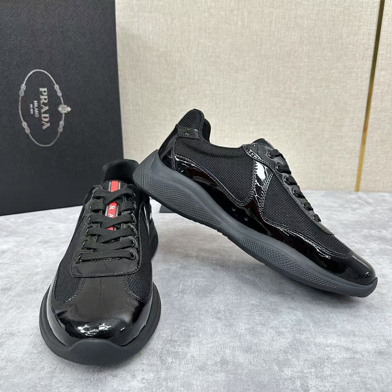 Prada Cup sneakers Patent leather and technical fabric