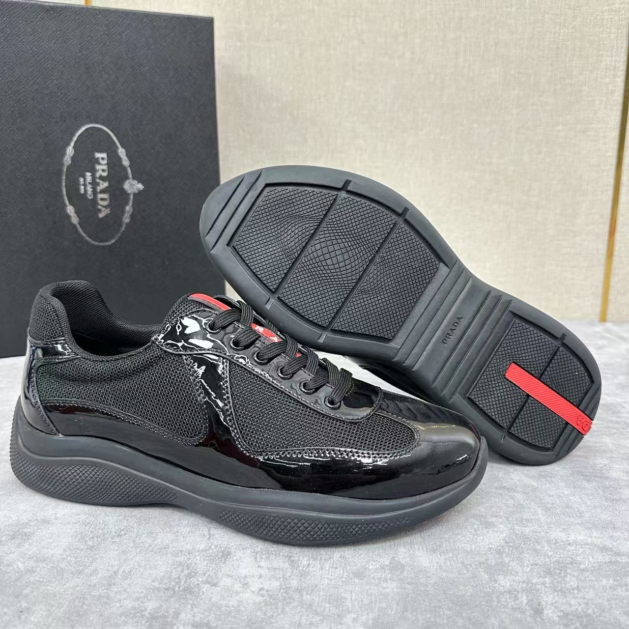 Prada Cup sneakers Patent leather and technical fabric