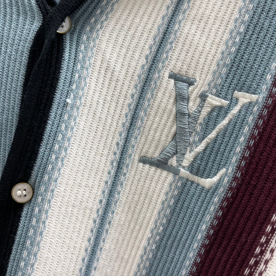 LV Striped Crochet Short-Sleeved Shirt 1AHVOO
