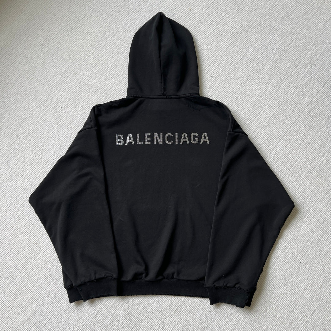 NEW BALENCIAGA BACK HOODIE MEDIUM FIT IN BLACK