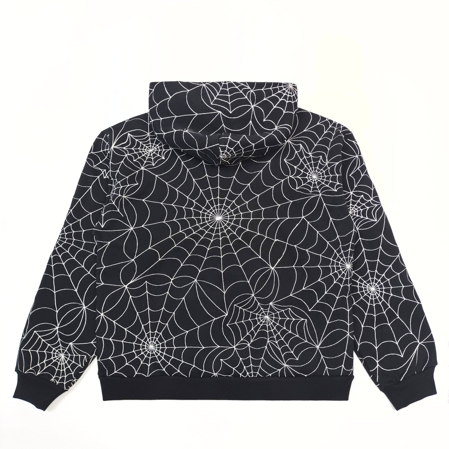 Sp5der Embroidered Web AOP Hooded Sweatshirt Black