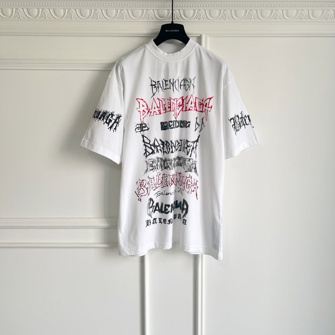 Balenciaga DIY METAL T-SHIRT LARGE FIT IN WHITE/BLACK/RED