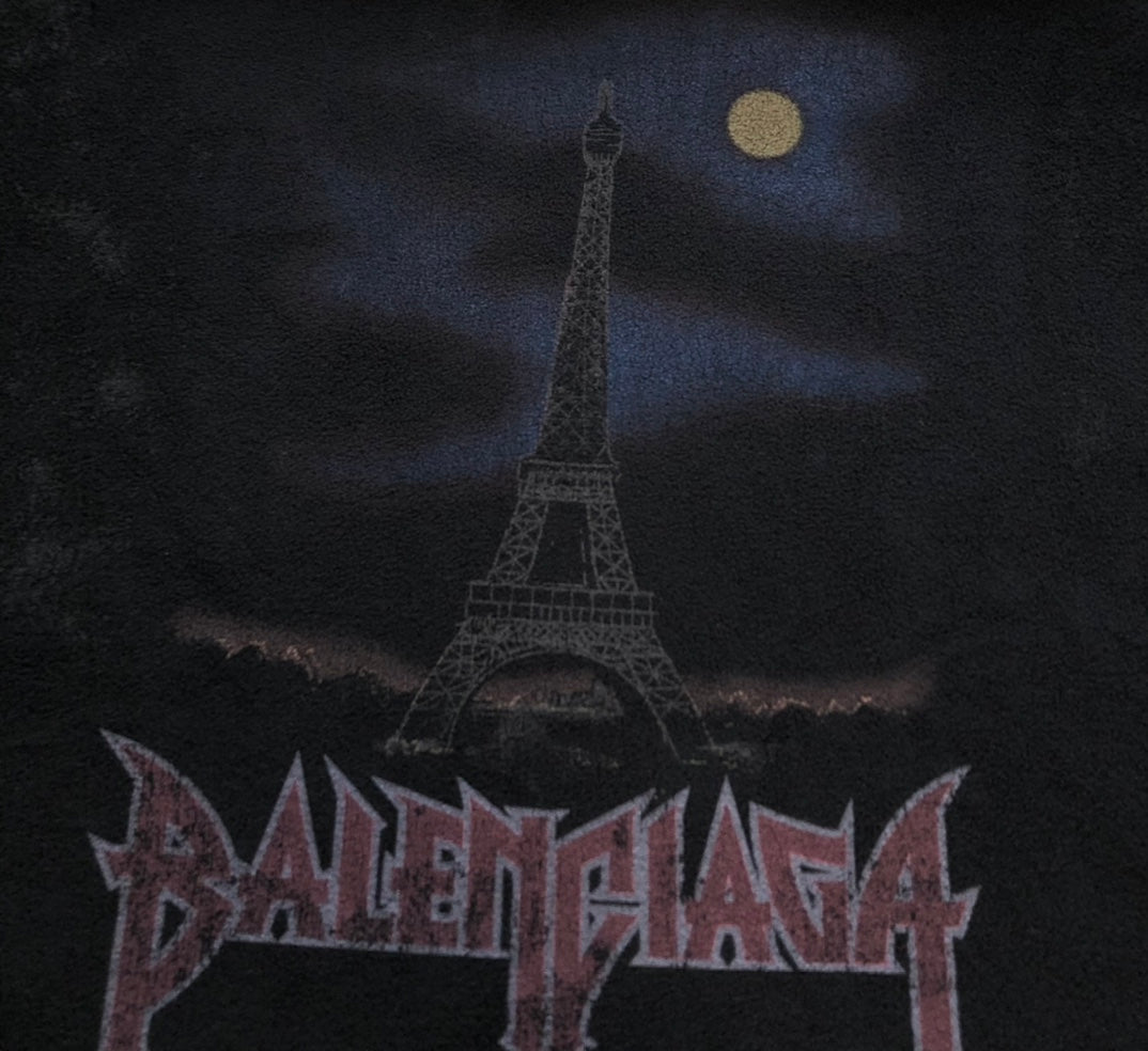 BB Paris Moon Crinkled Hoodie Large Fit in Black