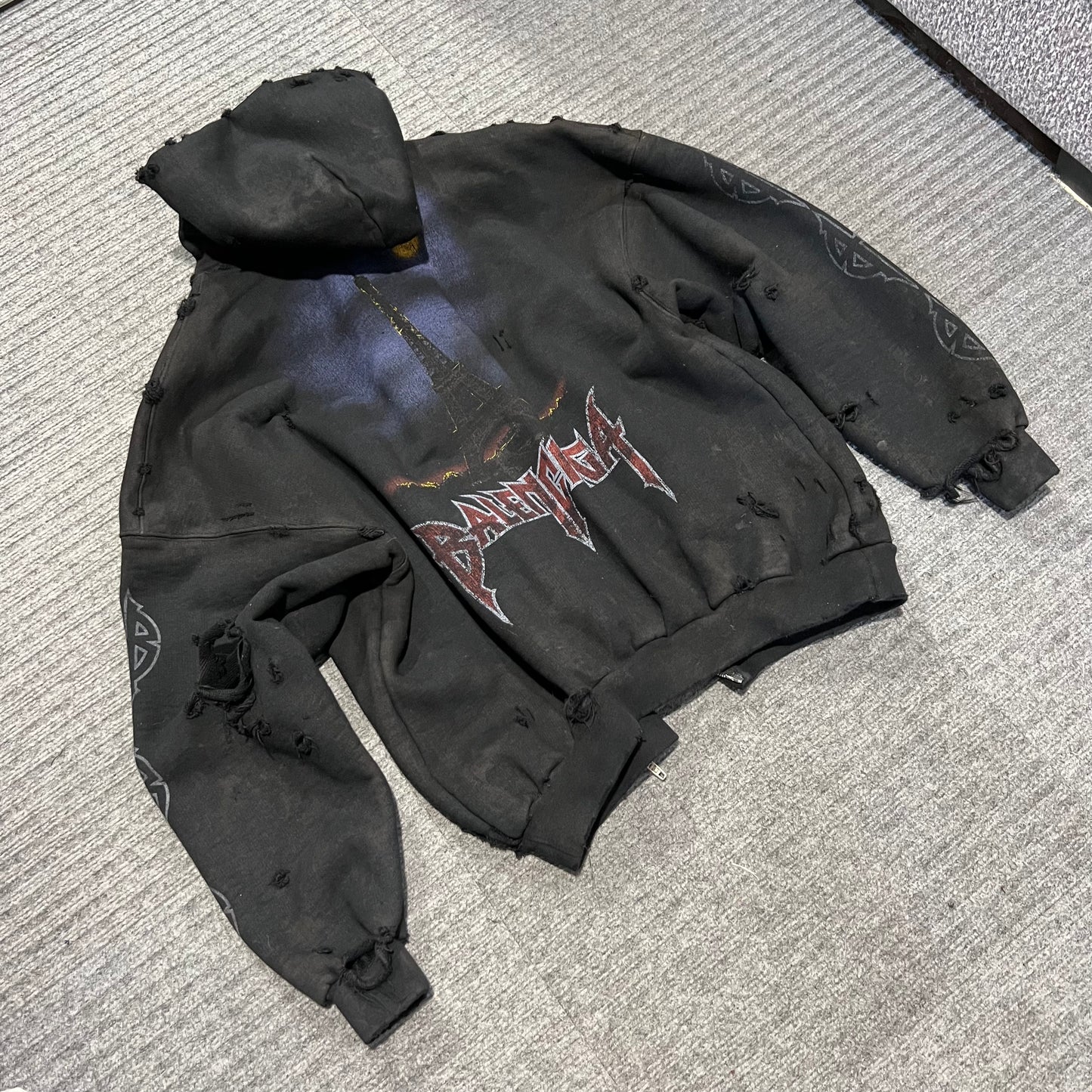 Balenciaga Paris moon destroyed oversized hoodie